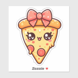 Pegatina Una pizca de felicidad, una pizza kawaii