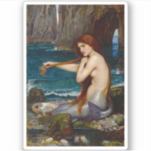Pegatina Una sirena, c. 1900 de John Waterhouse
