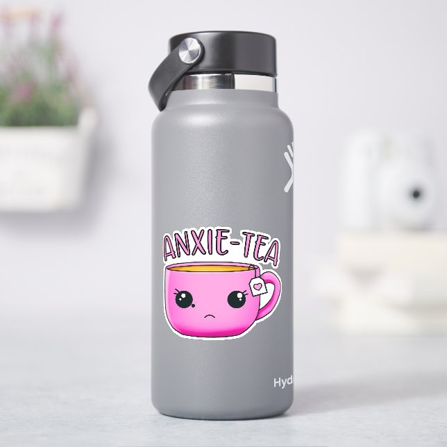 Pegatina Una taza de té ANXIE-TEA Kawaii Pun (hidrofrasco)