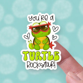 Pegatina Una tortuga pequeña Pun Funny Rockstar Pequeño Neg