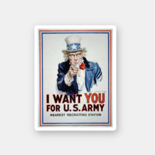 Pegatina Uncle Sam I Want You For Us Army Vintage Poster 