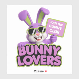 Pegatina ¡Únete ahora! Bunny Lovers Club Diversión y Regalo
