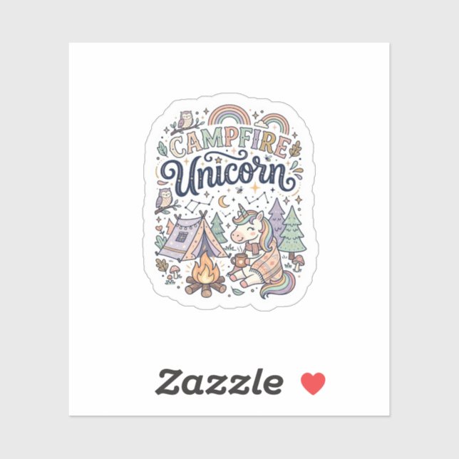 Pegatina Unicorn Campfire Unicorn Premium Vector Sticker an (Hoja)