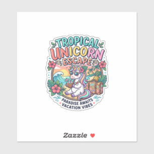 Pegatina Unicorn Escape Tropical Unicorn POD Listo Arte POD