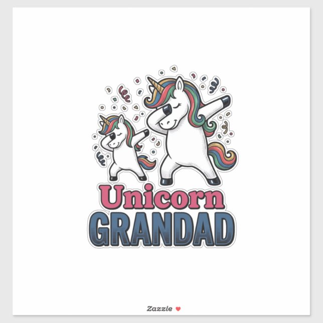 Pegatina Unicorn Grandad Vintage Engraving Shirt Design_1 (Hoja)