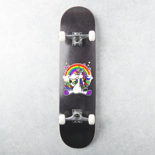 Pegatina Unicornio arcoiris para skatboard (Monopatín)