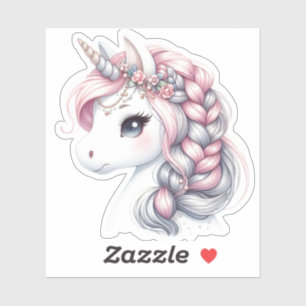 Pegatina Unicornio bebé mágico de acuarela moderna 