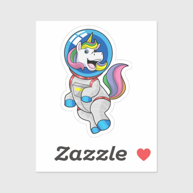 Pegatina Unicornio como astronauta en el espacio (Hoja)