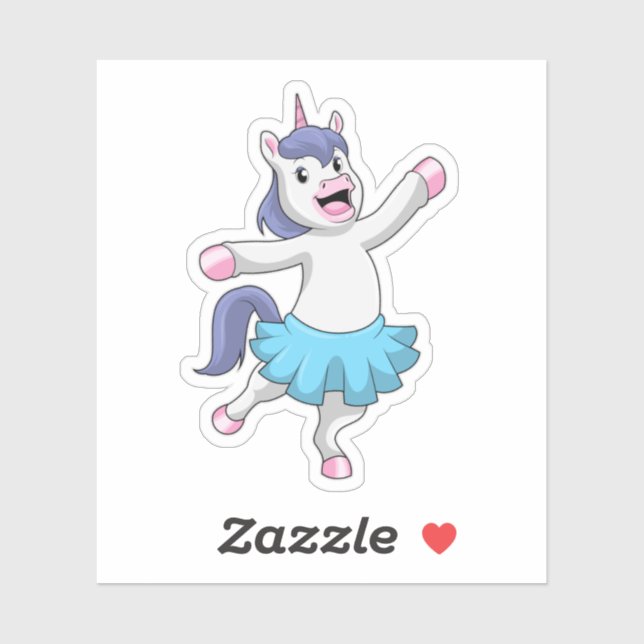 Pegatina Unicornio como Ballerina en el ballet (Hoja)