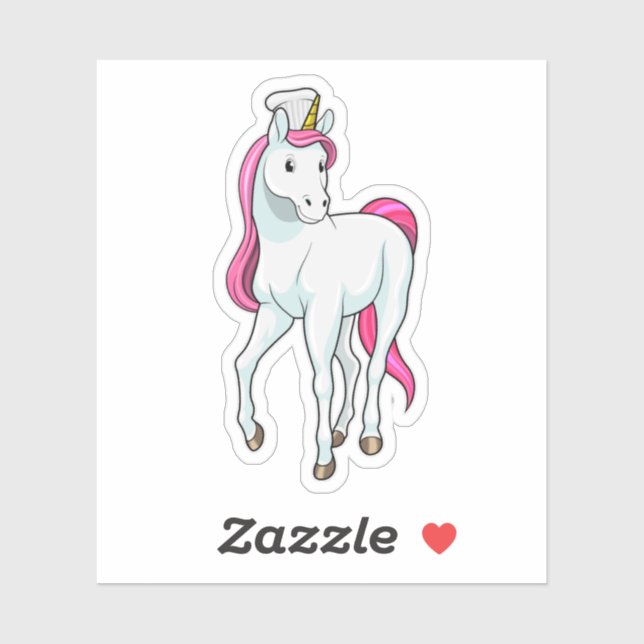 Pegatina Unicornio como cocinero con gorra de chef (Hoja)