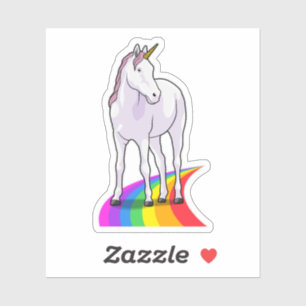 Pegatina Unicornio con arcoiris