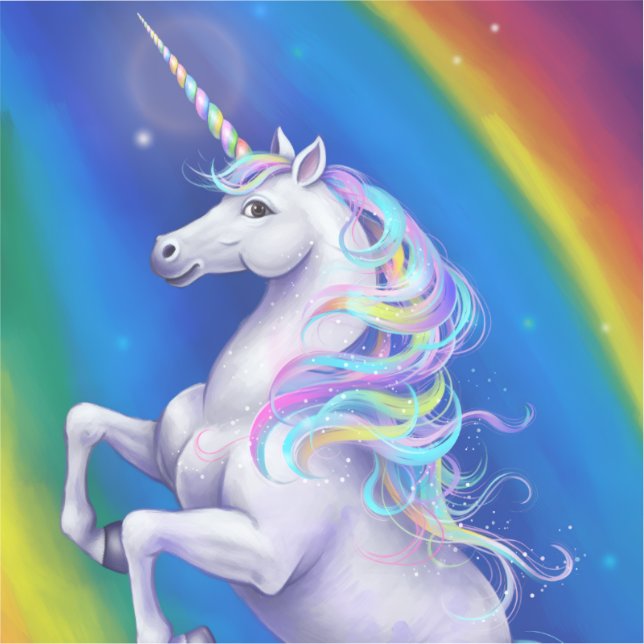 Pegatina Unicornio con Arcoíris (Anverso)