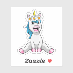 Pegatina Unicornio con flores
