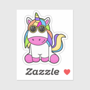 Pegatina Unicornio con gafas de sol