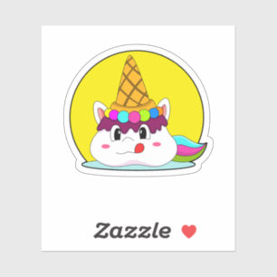 Pegatina Unicornio con helado