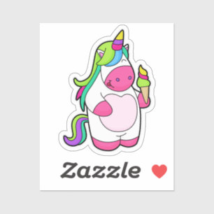 Pegatina Unicornio con helado de Waffle