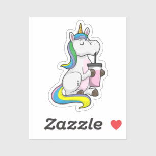 Pegatina Unicornio con té de burbuja