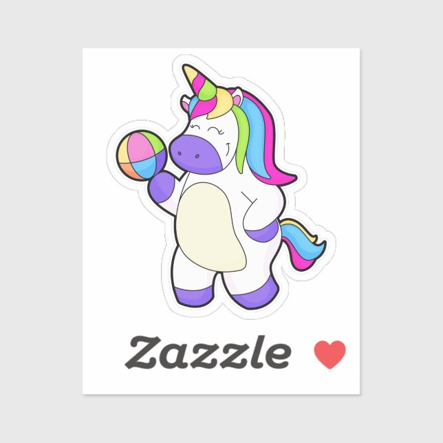 Pegatina Unicornio con voleibol (Hoja)