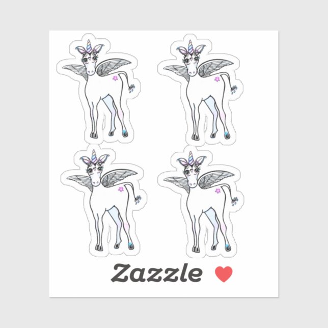 Pegatina Unicornio de ala mágica (Hoja)