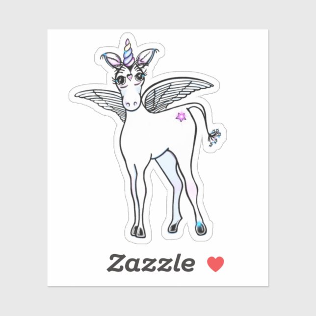 Pegatina Unicornio de ala mágica (Hoja)