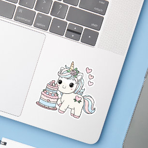 Pegatina Unicornio de Cumpleaños Lindo Para Niñas Elegantes