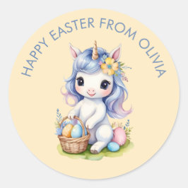 Pegatina unicornio de Cuta Feliz Pascua