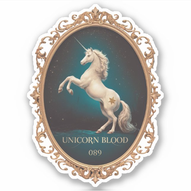 Pegatina unicornio de la etiqueta cosmética (Anverso)