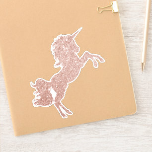 Pegatina Unicornio de purpurina de oro rosa Caballo bonito 