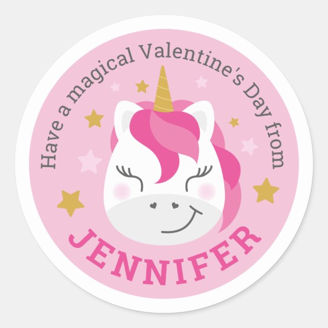 Pegatina unicornio del Día de San Valentín (Anverso)