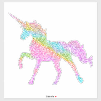 Pegatina Unicornio, el Purpurina arcoiris