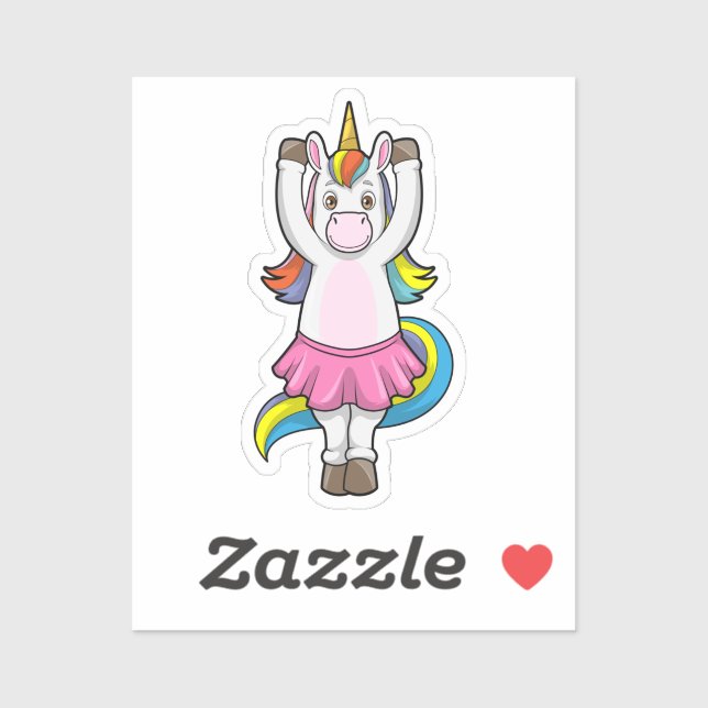 Pegatina Unicornio en Ballet Dance con Skirt (Hoja)