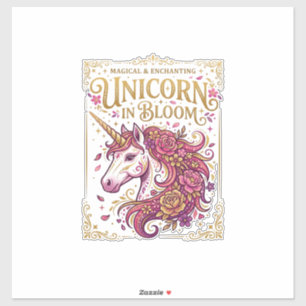 Pegatina Unicornio en Flor Diseño Elegante de Zazzle_1