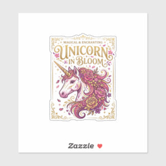 Pegatina Unicornio en Flor Diseño Elegante de Zazzle_1
