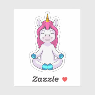 Pegatina Unicornio en Meditate en Sentado