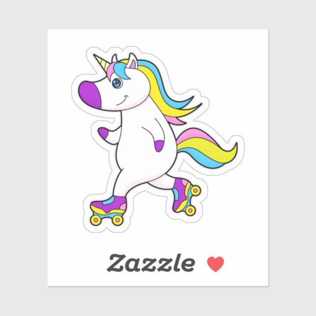 Pegatina Unicornio en patinaje en línea con patines (Hoja)