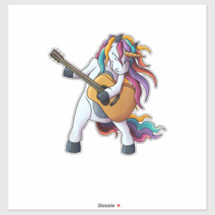 Pegatina Unicornio genial tocando la guitarra _ Animal dive