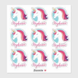 Pegatina Unicornio mágico rosa y azul - Personalizado