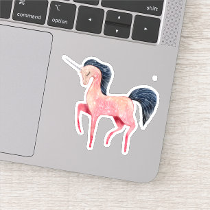 Pegatina Unicornio nórdico rosa con mango negro