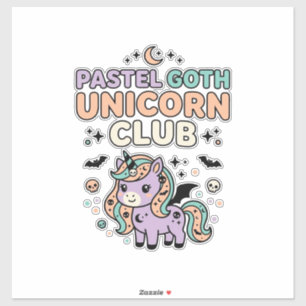 Pegatina Unicornio Pastel Goth Unicorn Club Gráfico de Moda