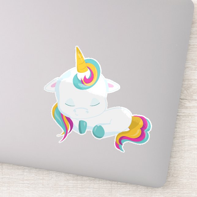 Pegatina Unicornio pequeño, unicornio durmiente, unicornio  (Detalle)