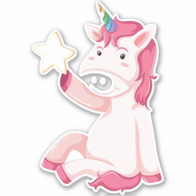Pegatina Unicornio rosa gracioso (Anverso)