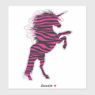 Pegatina Unicornio rosado y negro del estampado de zebra