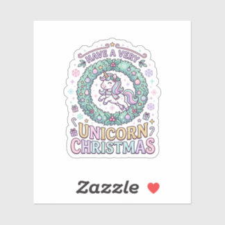 Pegatina Unicornio Tiene una Navidad muy Unicornio Negrita