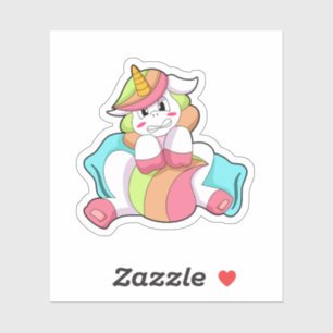 Pegatina Unicornio tímido con almohada
