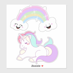Pegatina Unicornio y arcoiris