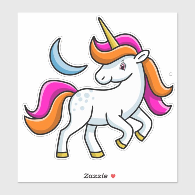 Pegatina Unicornio y Luna (Hoja)