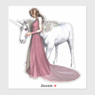 Pegatina Unicornio y Princesa