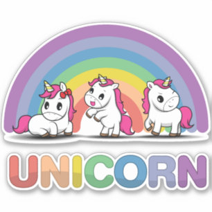 Pegatina Unicornios de arcoiris bonitos