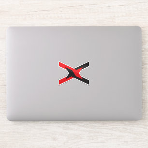 Pegatina Unidad de letra X Monograma Rojo y Negro