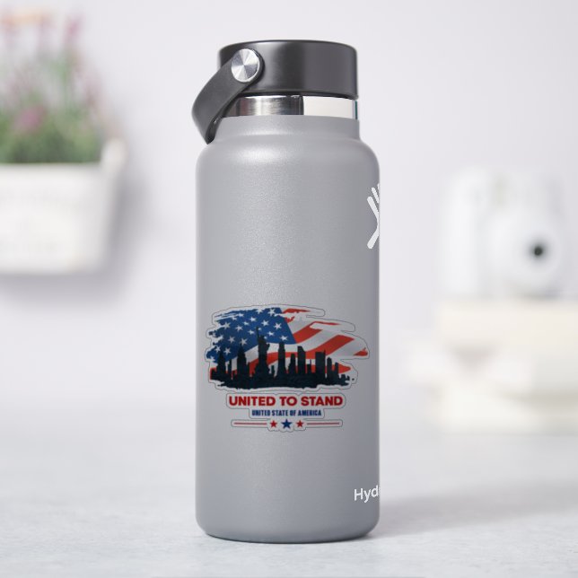 Pegatina Unidos a la base | 4"x 4"- Transparente brillante (hidrofrasco)